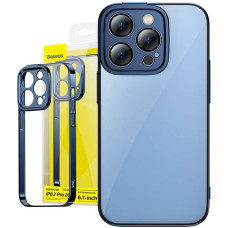 Baseus Glitter Transparent Case and Tempered Glass set for iPhone 14 Pro Max (blue)