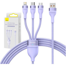 Baseus 3in1 USB cable Baseus Flash II Series, USB-C + micro USB + Lightning, 66W, 1.2m (Purple)