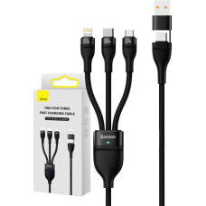 Baseus 3in1 USB cable Baseus Flash Series 2, USB-C + micro USB + Lightning, 100W, 1.2m (black)