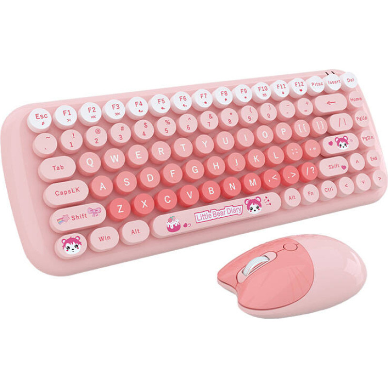 Mofii Candy New 2.4G Wireless Keyboard + Mouse Set (Pink)