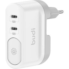 Budi Wall charger with light Budi 326DE, 2xUSB-C, 40W, (white)