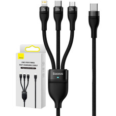 Baseus 3in1 USB cable Baseus Flash Series 2, USB-C + micro USB + Lightning, 100W, 1.5m (black)