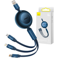 Baseus Bright Mirror 3, USB 3-in-1 cable for micro USB / USB-C / Lightning 66W / 2A 1.1m (Blue)