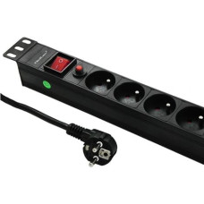 Qoltec Power strip for RACK 19cali | 1U | 6A | PDU 6xSCHUKO | 2m