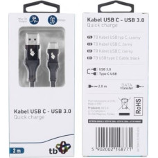 TB Cable USB 3.0-USB C 2m PREMIUM 3A black TPE