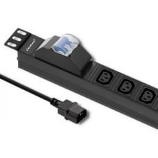 Qoltec Power strip for RACK 19cali | circuit breaker | 1U | 10A | PDU 8xIEC C13 | 2m