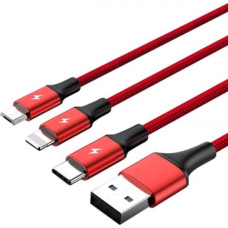 Unitek Charging cable 3-in-1 USB - USB-C/microUSB/ Lightning, 1,2m; C4049RD