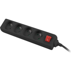 Lanberg Power strip 1.5m, black, 4 sockets, with switch, cable made of solid copper