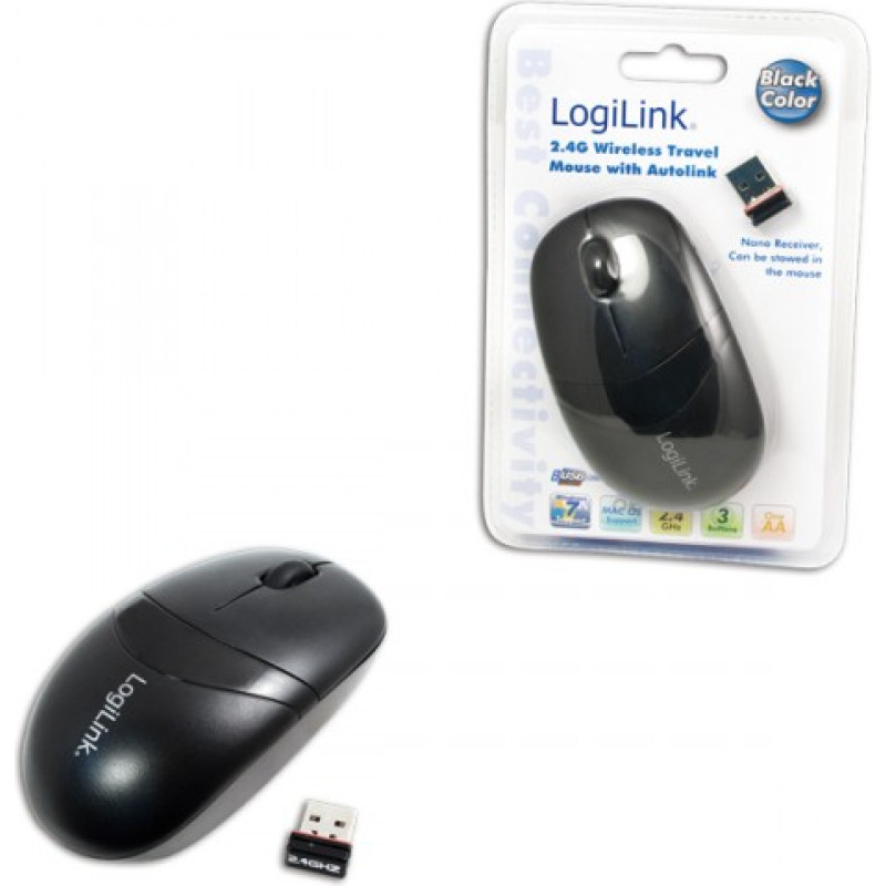 Logilink Mouse Optical Wireless 2.4 GHz with 3 Button, black