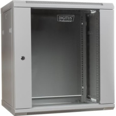 Digitus Wall mount cabinet 19 12U 635/600/600mm, glass door, grey (RAL 7035)