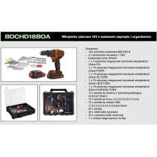 Black+Decker WKRĘTARKA UDAROWA 18V 2x1,5Ah LI-ION + AKCESORIA + ORGANIZER