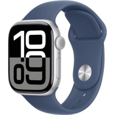 Apple Watch Series 10 GPS 42 mm Silver Aluminium Case with Denim Sport Band - M/L