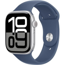 Apple Watch Series 10 GPS 46 mm Silver Aluminium Case with Denim Sport Band - M/L