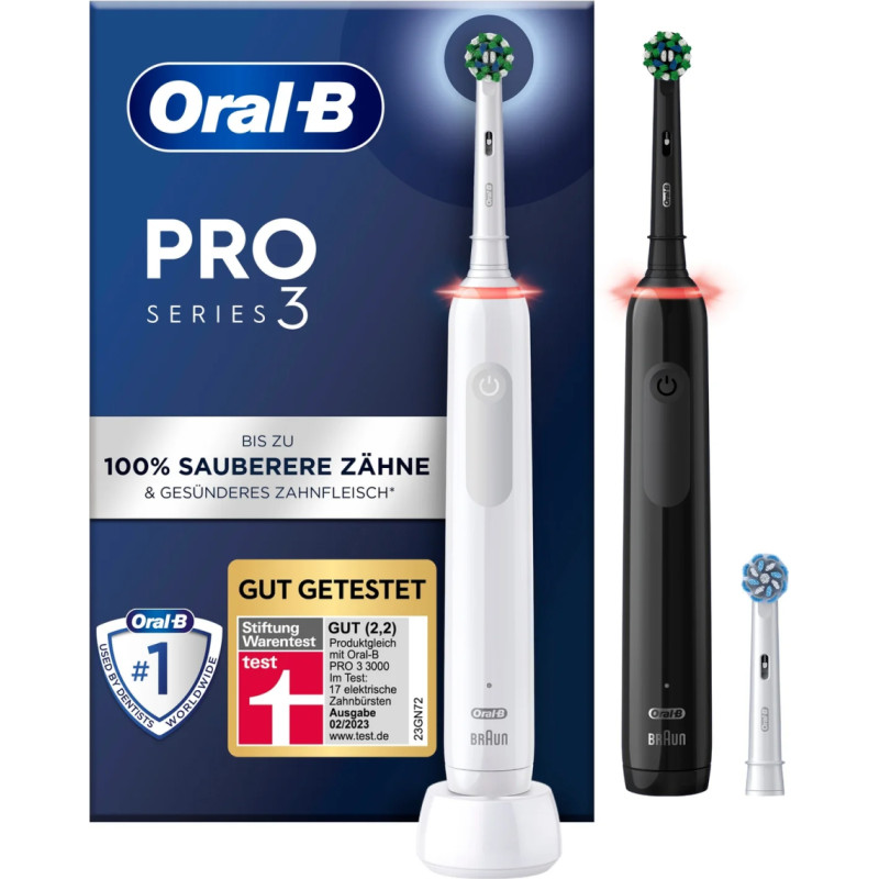 Oral-B Pro 3 Suaugusiems Besisukantis dantų šepetėlis Juoda, Balta