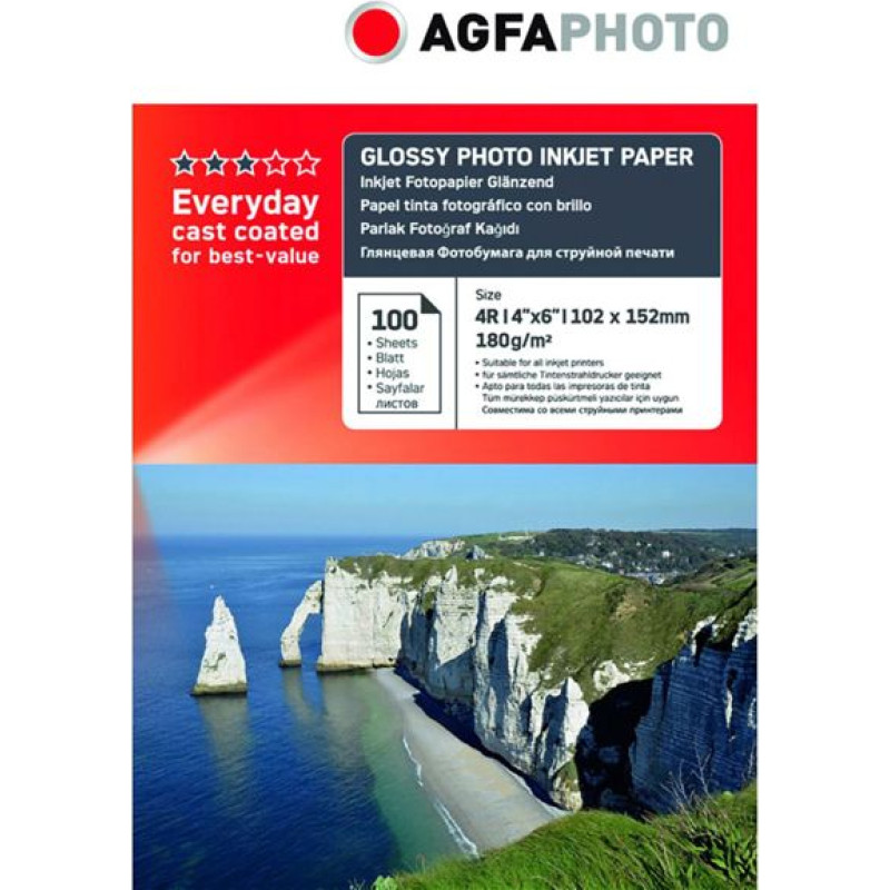 Agfaphoto Everyday Photo Inkjet Paper Glossy 180 g 10x15 100 sh.