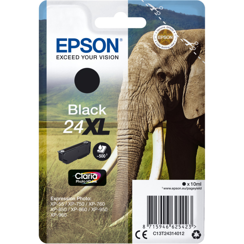 Epson Elephant C13T24314012 rašalo kasetė 1 vnt Originalus Didelė (XL) išeiga Juoda