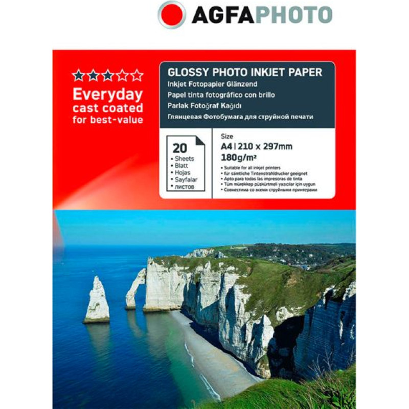 Agfaphoto Everyday Photo Inkjet Paper Glossy 180 g A 4 20 Sheets