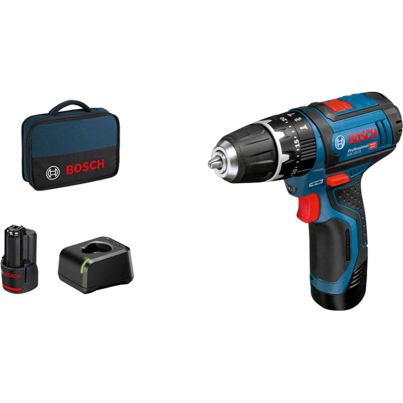 Bosch GSB 12V-15 Professional 1300 RPM Juoda, Mėlyna