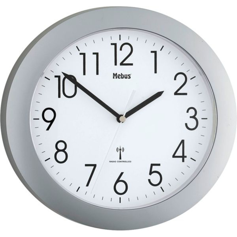 Mebus 52451 wireless wall clock silver