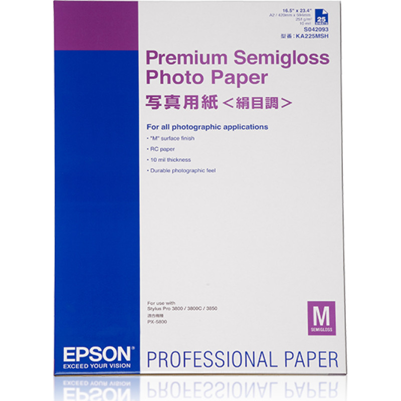 Epson Premium Semigloss Photo Paper, DIN A2, 250g/m², 25 sheets