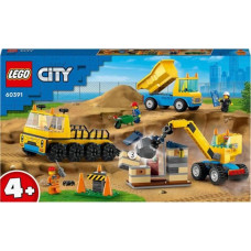 Lego City Construction Toy Trucks and Crane with Demolition Ball