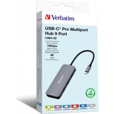 Verbatim CMH-09 C tipo USB 10000 Mbit/ai Sidabras