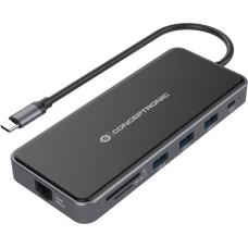 Conceptronic DONN15G knyginių kompiuterių dokas / jungčių replikatorius Vielinis USB 3.2 Gen 1 (3.1 Gen 1) Type-C Pilka