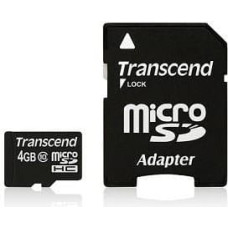 Transcend MEMORY MICRO SDHC 4GB W/ADAPT/CLASS10 TS4GUSDHC10 TRANSCEND