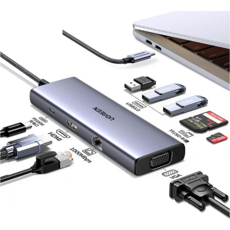 Ugreen Revodok USB-C 6-IN-1 Hub met 4K HDMI C tipo USB 10000 Mbit/ai