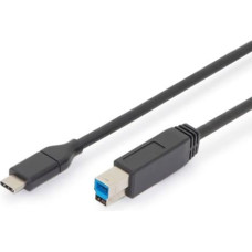 Digitus Connection Cable USB 3.1 Gen.2 SuperSpeed + 10Gbps USB Type C / B M / M Power Delivery, black, 1.8m