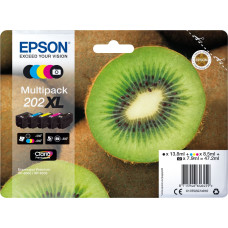 Epson Kiwi 202XL rašalo kasetė 1 vnt Originalus Didelė (XL) išeiga Juoda, Foto juoda, Žydras, Rausvai raudona, Geltona