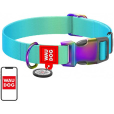 Waudog gradient nylon dog collar with QR code, blue , size M