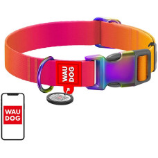 Waudog gradient nylon dog collar with QR code, orange , size M