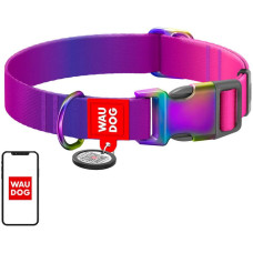 Waudog gradient nylon dog collar with QR code, purple , size XL