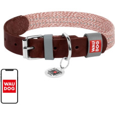 Waudog Dog collar made of natural leather and recycled material with QR code Waudog size S, width 15 mm, brown