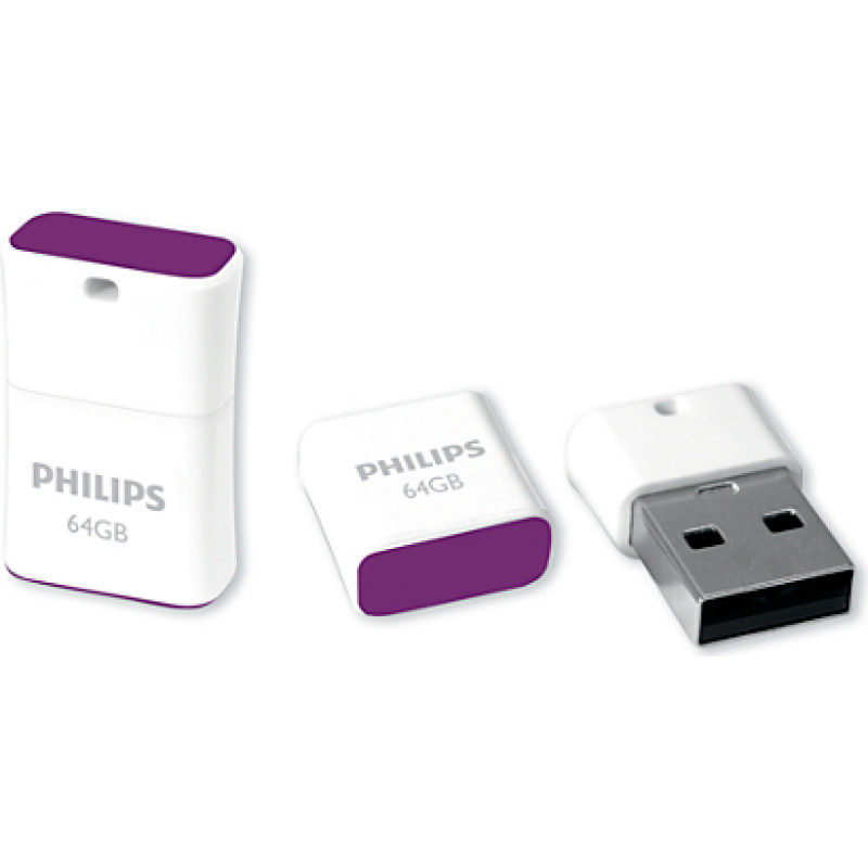 Philips FM64FD85B/00 USB atmintukas 64 GB USB A tipo 2.0 Violetinė, Balta