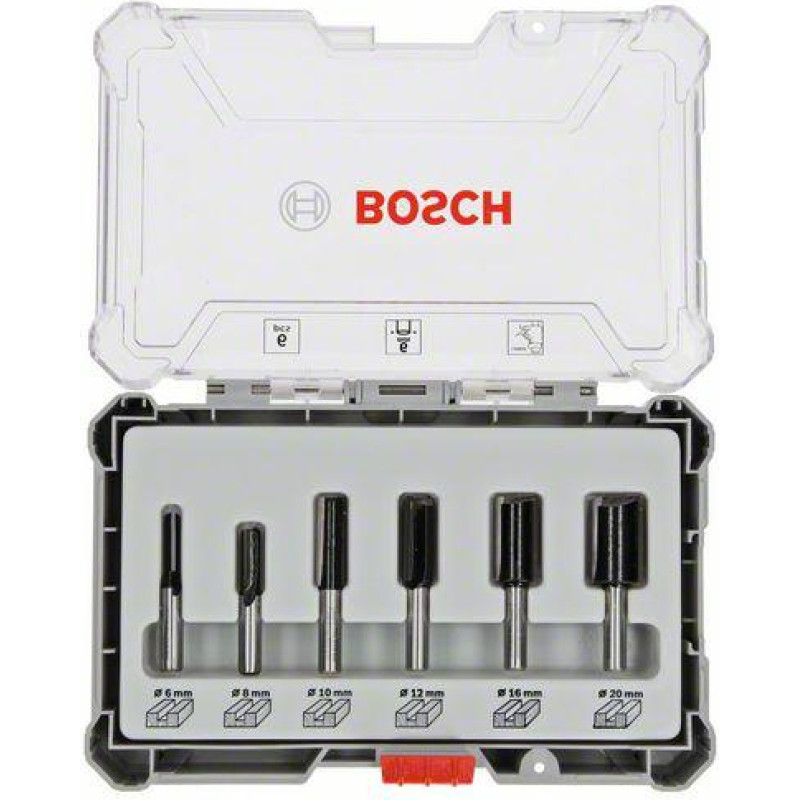 Bosch ZESTAW FREZÓW PROSTYCH 6szt. UCHWYT 6mm