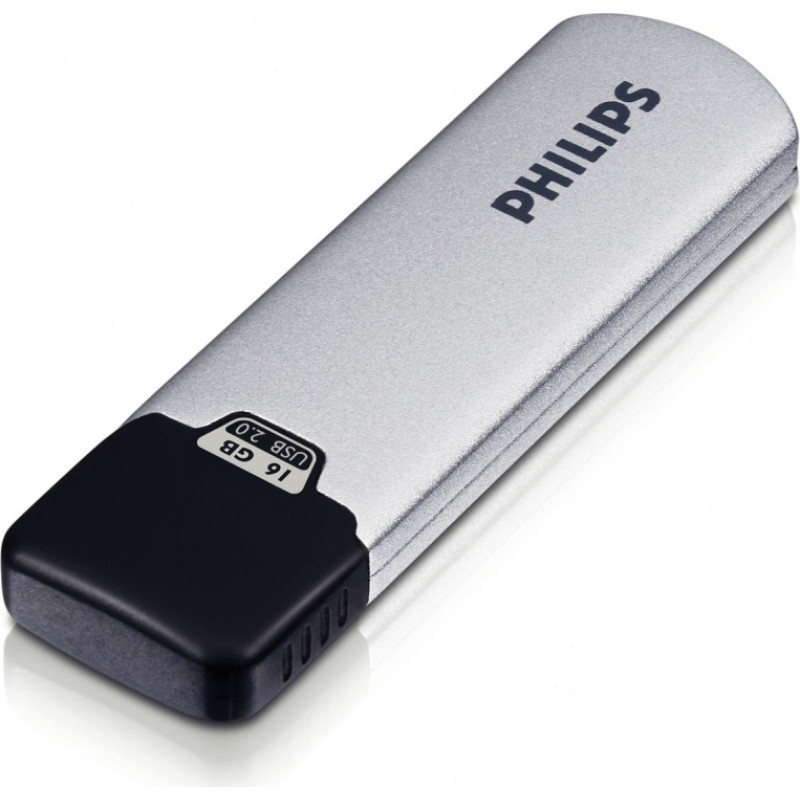 Philips FM16FD00B/00 USB atmintukas 16 GB USB A tipo 2.0 Juoda, Sidabras