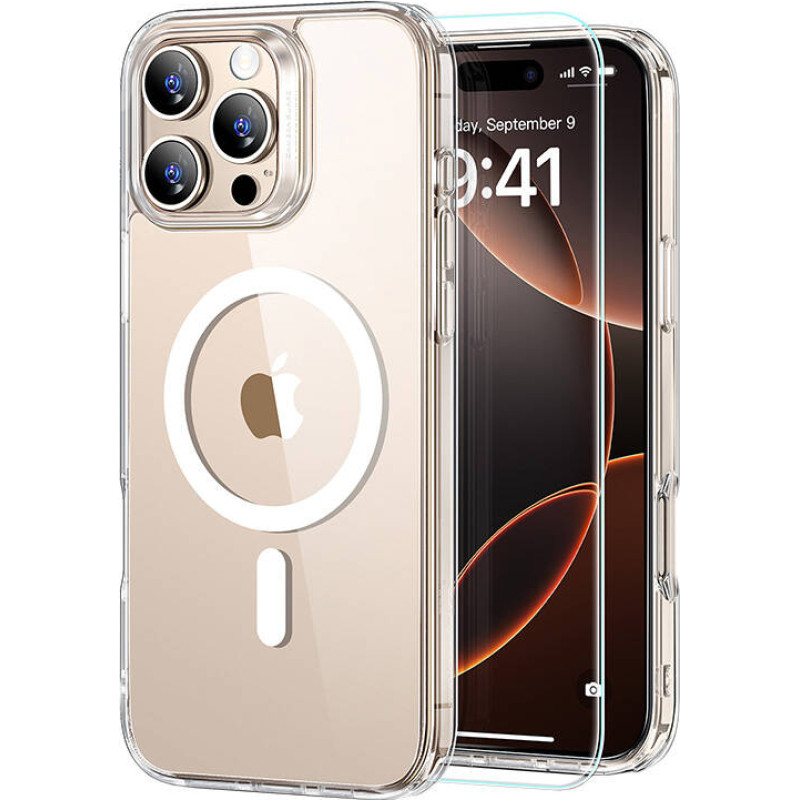 ESR Hybrid Case (HaloLock) for iPhone 16 Pro with screen protection kit (clear)