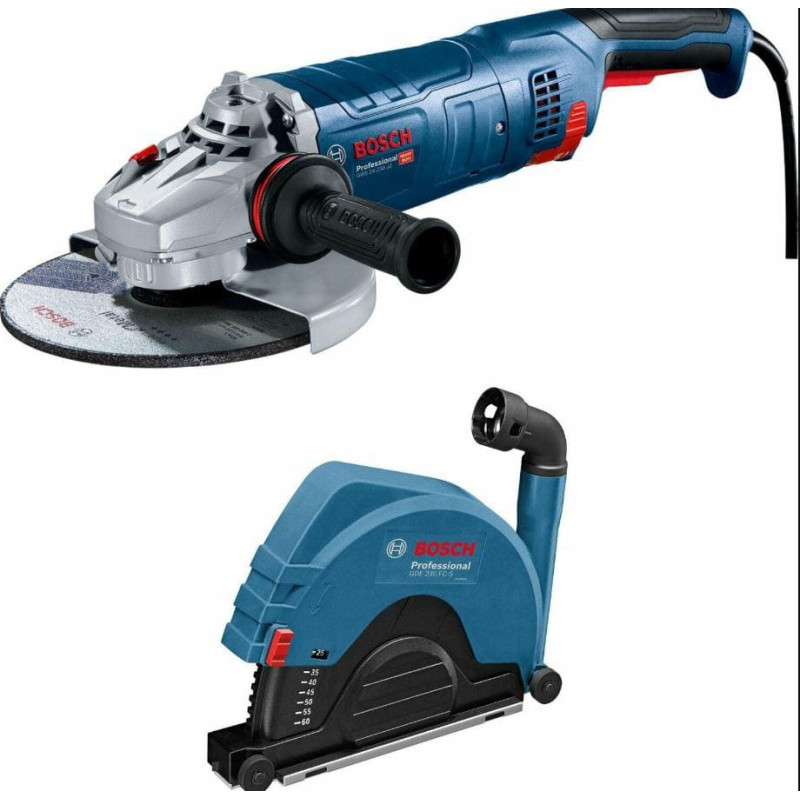 Bosch SZLIFIERKA KĄTOWA   230mm/2400W GWS 24-230 JZ ŁAG.ROZR. + OSŁONA ODSYSAJĄCA GDE 230 FC-S