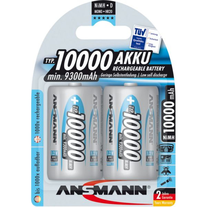 Ansmann 1x2 Ansmann NiMH rech.bat. 10000 Mono D 9300 mAh     5030642