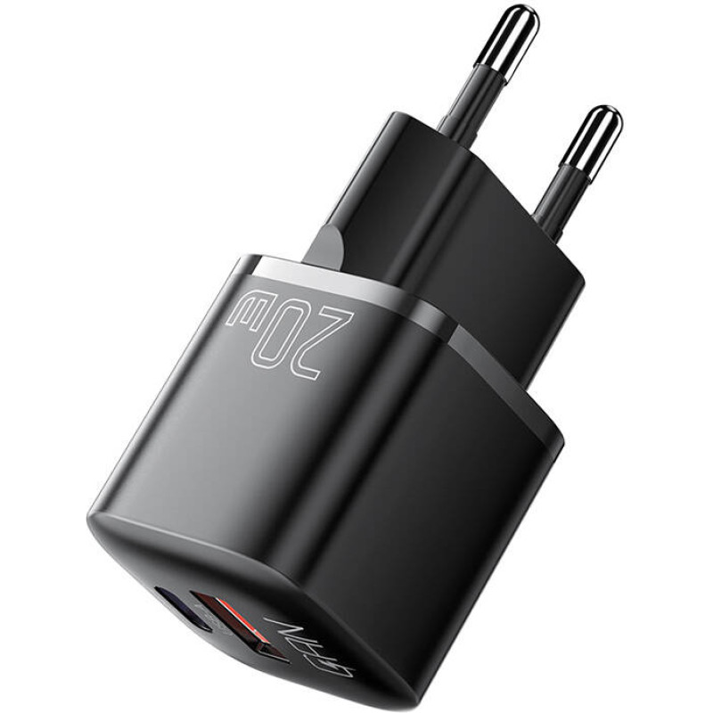 Essager Charger USB-C+USB-A 20W Essager GaN (black)