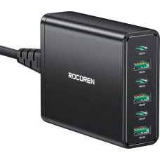 Rocoren power charger 3x USB-C, 3x USB-A, 60W (black)