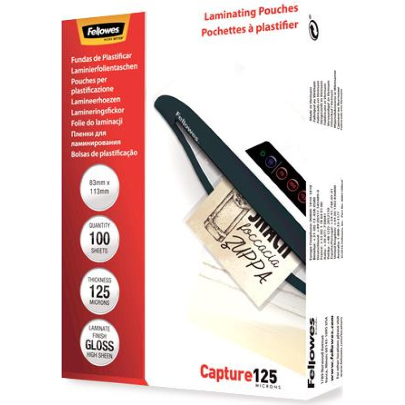 Fellowes LAMINATOR POUCH GLOSSY CARD/125 100PCS 5307101 FELLOWES